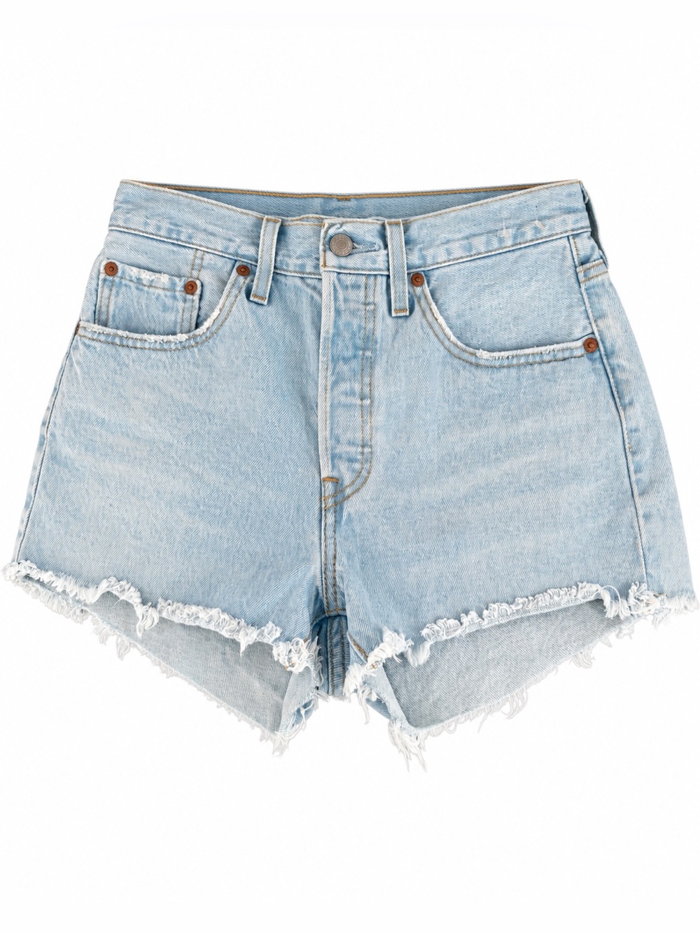 Levi’s 501 Original Cutoff Denim Shorts W26 Light Wash High Rise Raw Hem